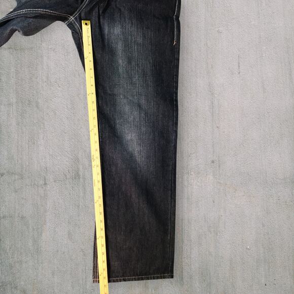 NWT Southpole Men’s 42x34 Jeans Slim Straight Dark Wash Vinyl Crest Back Pockets - Picture 10 of 12